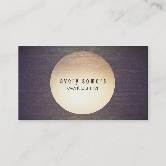 Carte De Visite Cool moderne Gold Circle Cercle Grain de bois (Devant)