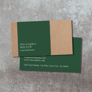 Carte De Visite Cool moderne Kraft papier Green Consultant