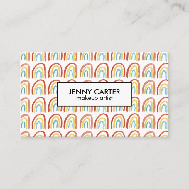 Carte De Visite Cool Motif d'aquarelle simple Rainbow (Devant)