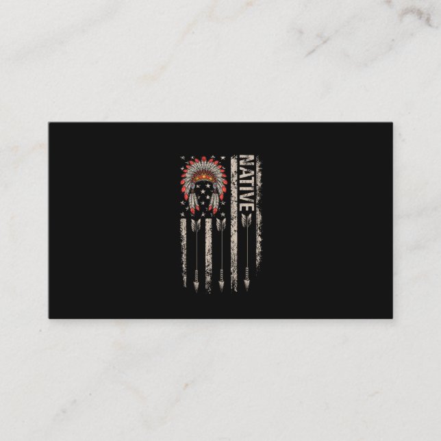 Carte De Visite Cool Native American Feather Arrow Flag Headdress (Devant)