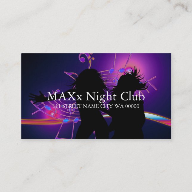 Carte De Visite Cool Night Club Dancing Bar Nightlife Business (Devant)