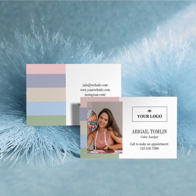 Carte De Visite Cool Pastel Colours Logo Photo personnelle (Créateur téléchargé)