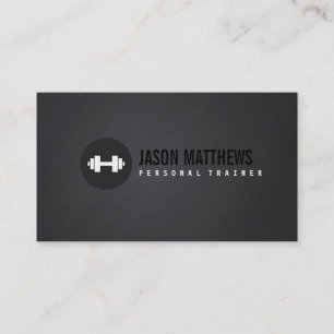 Carte De Visite Cool Personal Trainer White Dumbbell Logo Fitness