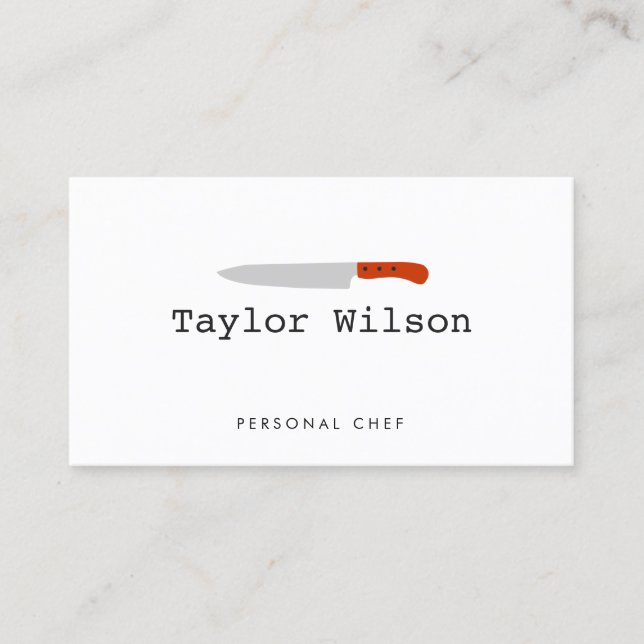 Carte De Visite Cool Personnel Chef Couteau Logo Cuisine Blanche (Devant)