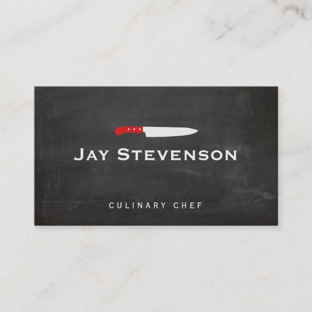 Carte De Visite Cool Personnel Chef Couteau Noir Logo de restaurat (Devant)