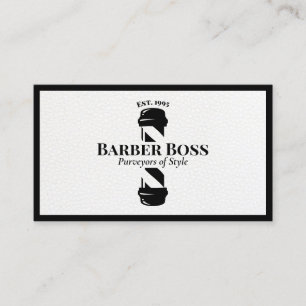 Carte De Visite Cool Poteau en cuir noir Barbier