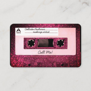 Carte De Visite Cool Retro 80's Pink Parties scintillant cassette 