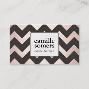 Carte De Visite Cool Retro Rose Gold Foil Brown Chevron Motif