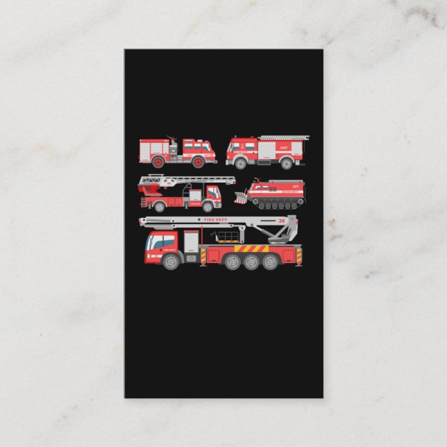 Carte De Visite Cool Secourir Camions d'incendie Garçons Filles Po (Devant)