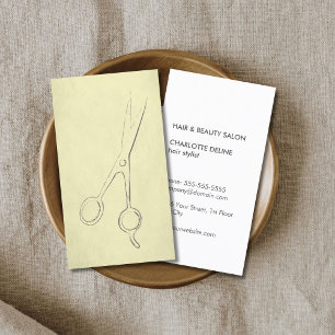 Carte De Visite Cool Vintage Texture Ciseau Jaune Liste de cheveux