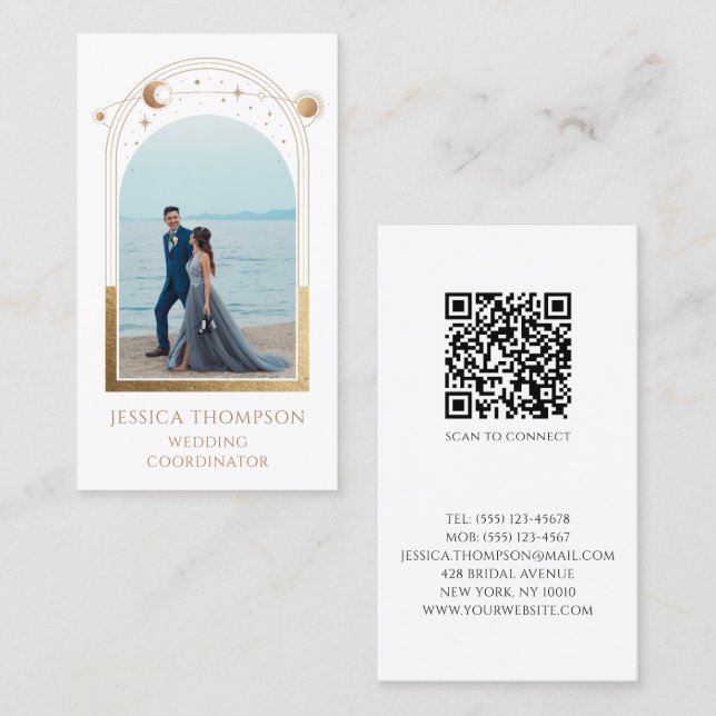 Carte De Visite Coordinateur mariage Photo White Gold Celestin (Devant / Derrière)