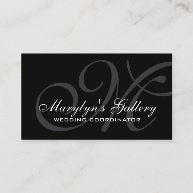 Carte De Visite Coordonnateur élégant de mariage de monogramme (Devant)
