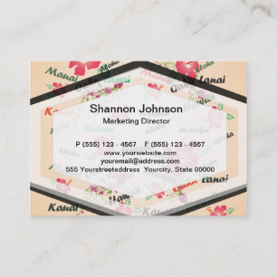 Carte De Visite Copie d'Hawaï Aloha avec des fleurs et des noms