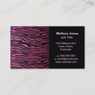 Carte De Visite Copie rose et noire de zèbre bling (parties