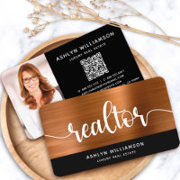 Copper Black Realtor Photo QR Code Broker Agent