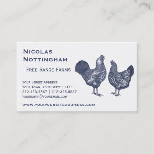 Carte De Visite Coq bleu et poulets de Hen Wyandotte