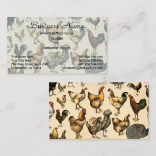 Carte De Visite Coq de ferme de volaille et Hen Art