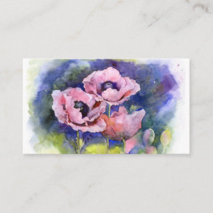 Carte De Visite Coquelicots aquarelle fleurs rose coquelicot flora