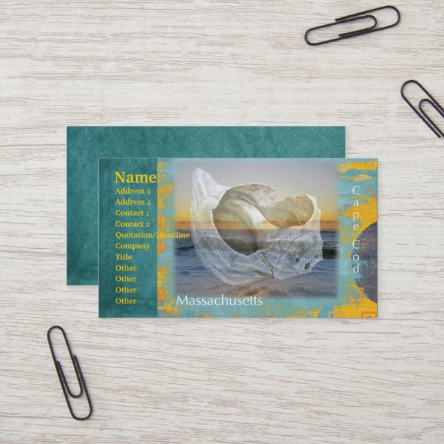 Carte De Visite Coquillage & Surf - Massachusetts Cape Cod (Devant/Arrière en situation)