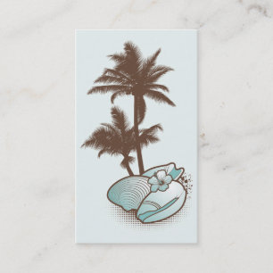 Carte De Visite coquillages et palmtree 1 bleu