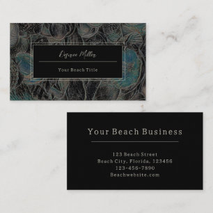 Carte De Visite Coquillages Ocean Beach Turquoise Black Modern