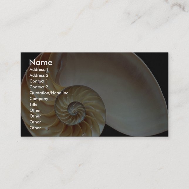 Carte De Visite Coquille magnifique de Nautilus (Devant)