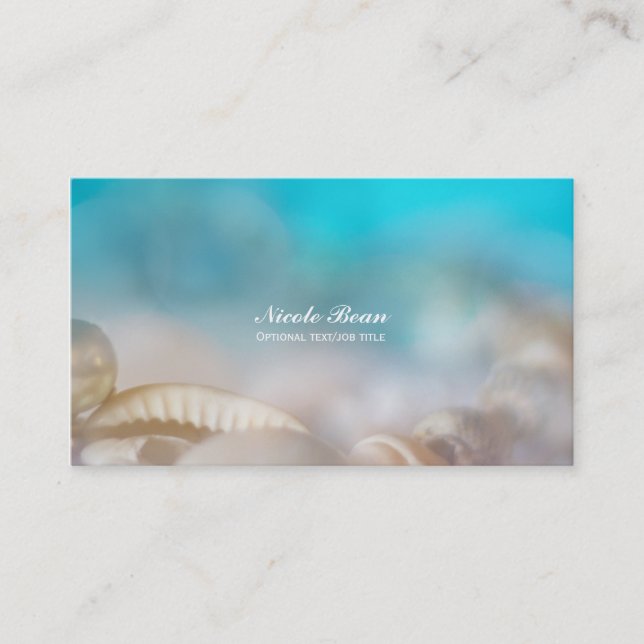 Carte De Visite Coquilles de mer élégantes Plage tropicale bleue (Devant)