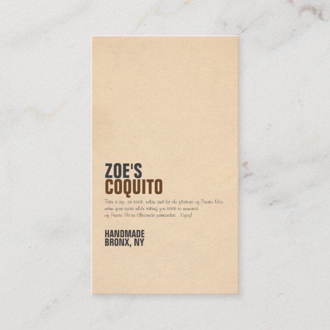 Carte De Visite Coquito Rustic Modern (Devant)