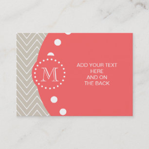Carte De Visite Corail de beige de monogramme du motif 2A de
