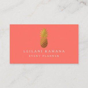 Carte De Visite Corail élégant d'ananas d'or
