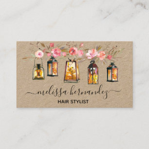 Carte De Visite Corail floral professionnel élégant de coiffeur