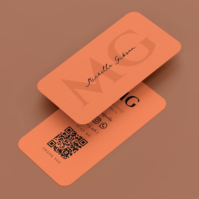 Carte De Visite Corail marin Élégant minimal Monogramme moderne (Minimal Elegant Marine Coral Modern Monogram Business Card
)