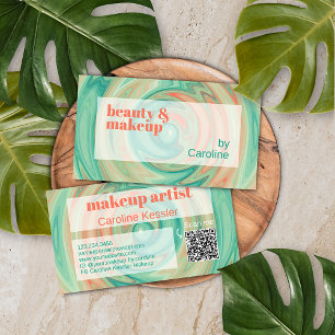 Carte De Visite Corail Orange Jade Vert Vivid Motif d'Art Abstrait