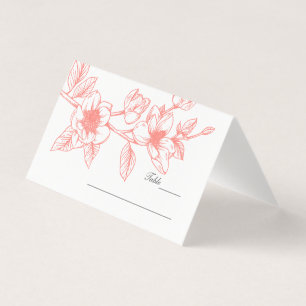 Carte De Visite Coral Magnolia Fleurs Mariage
