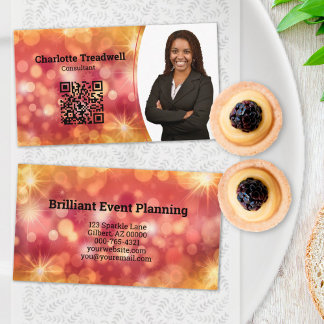 Carte De Visite Coral professionnel Bokeh Sparkle Photo personnali