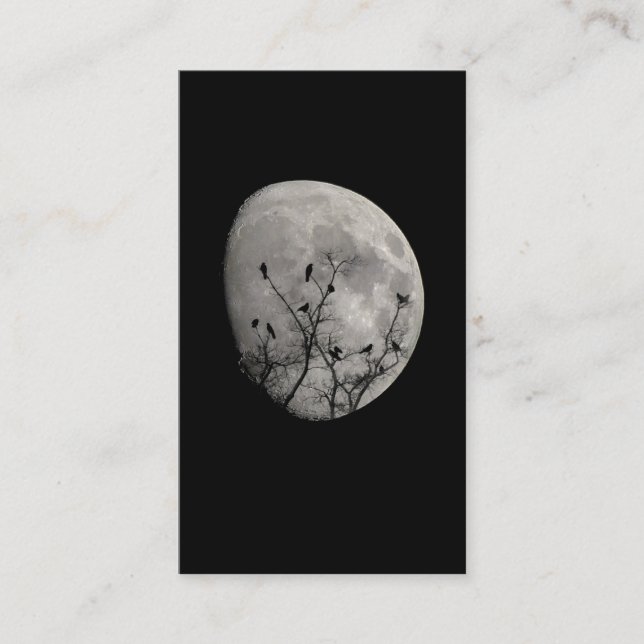 Carte De Visite Corbeaux gothiques Lune Silhouette (Devant)