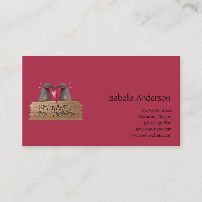 Carte De Visite Corneilles de Cali · Primitif au coeur (Devant)