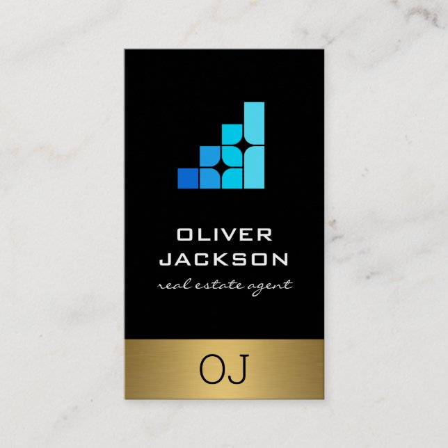 Carte De Visite Corporate Geometric Blue Shapes Logo (Devant)