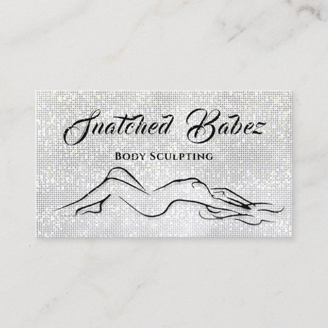 Carte De Visite Corps sculpté Beauté Logo Massage Gris Argent (Devant)