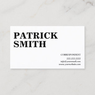 Carte De Visite Correspondant professionnel minimaliste simple