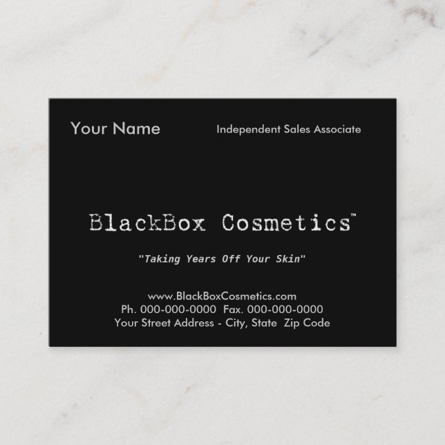 Carte De Visite Cosmétiques de boîte noire, ventes indépendantes (Devant)