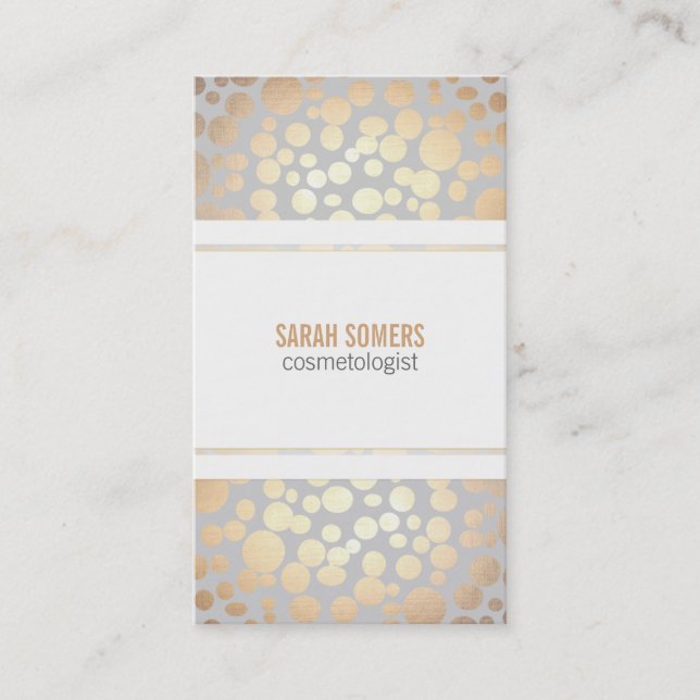 Carte De Visite Cosmetologie Faux Gold Leaf Light Grey (Devant)
