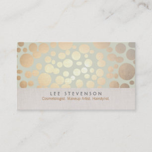 Carte De Visite Cosmetologie Gold Cercles Pale Sage Green