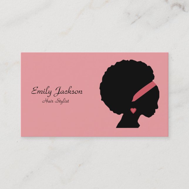 Carte De Visite Cosmetologie rose cheveux naturels Afro Dame (Devant)