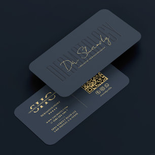 Carte De Visite Cosmétologue dermatologue Monogramme bleu moderne