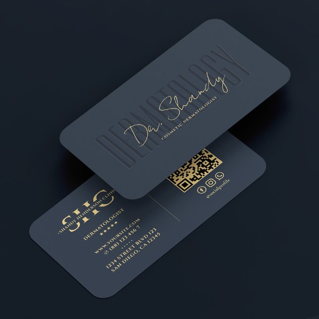 Carte De Visite Cosmétologue dermatologue Monogramme bleu moderne (Dermatologist Cosmetologist Blue Monogram Modern Business Card
)