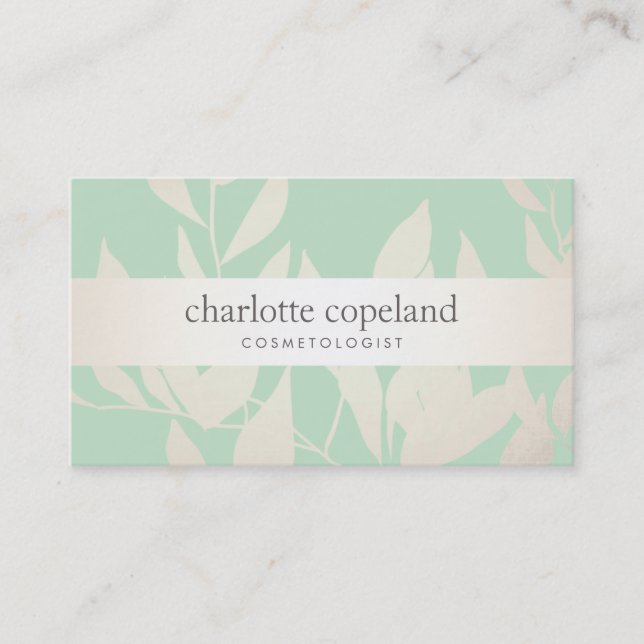 Carte De Visite Cosmetologue feuille Green Natural Beauty (Devant)