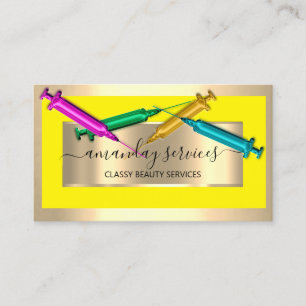 Carte De Visite Cosmetologue Syringe Botox B12 QRCode Or jaune