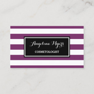 Carte De Visite Cosmetologue tendance à grandes rayures violettes 