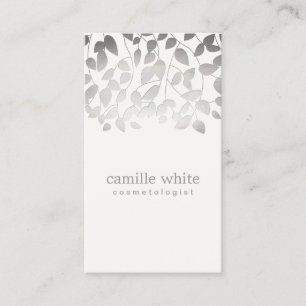 Carte De Visite Cosmetology FAUX Feuilles en argent Spa et beauté